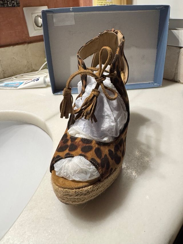 Cuñas esparto animal print