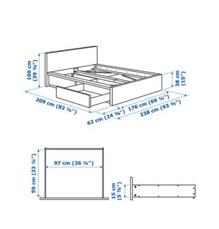 Cama IKEA MALM blanca con somier y 4 cajones