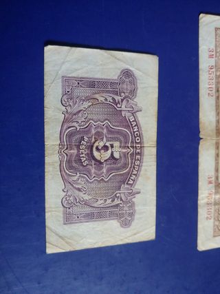 Billetes 100 y 5 pesetas (España)