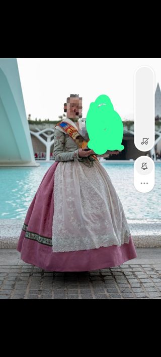 Traje Fallera Adolescente - Verde & Rosa Talla S