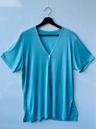 Blusa canalé turquesa