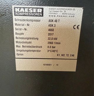 Compresor Kaeser ASK 40T - 22kW, 8bar 4m3/min 2017