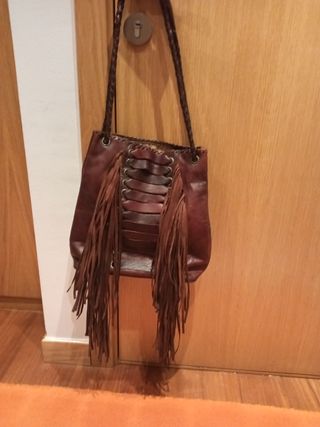 Bolso bandolera piel marrón