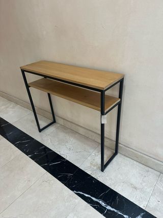 Consola doble balda en hierro y madera