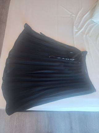 Falda midi plisada negra - Talla 44