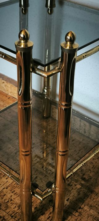 Mesa auxiliar bambú  Hollywood Regency  años 60