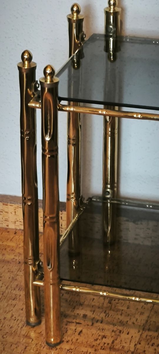 Mesa auxiliar bambú  Hollywood Regency  años 60