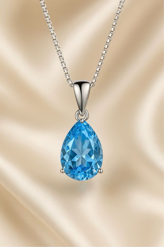 Collar Lágrima de Aguamarina en Plata de Ley – Elegancia Boho con Energía Sanadora