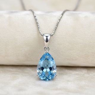 Collar Lágrima de Aguamarina en Plata de Ley – Elegancia Boho con Energía Sanadora