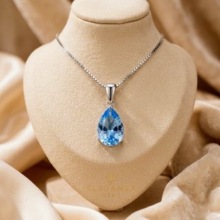 Collar Lágrima de Aguamarina en Plata de Ley – Elegancia Boho con Energía Sanadora