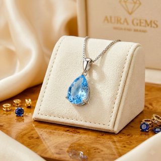 Collar Lágrima de Aguamarina en Plata de Ley – Elegancia Boho con Energía Sanadora
