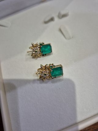 Orecchini oro smeraldi diamanti  Oro 9 ct e argent