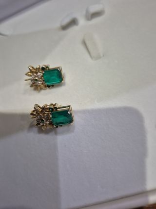 Orecchini oro smeraldi diamanti  Oro 9 ct e argent
