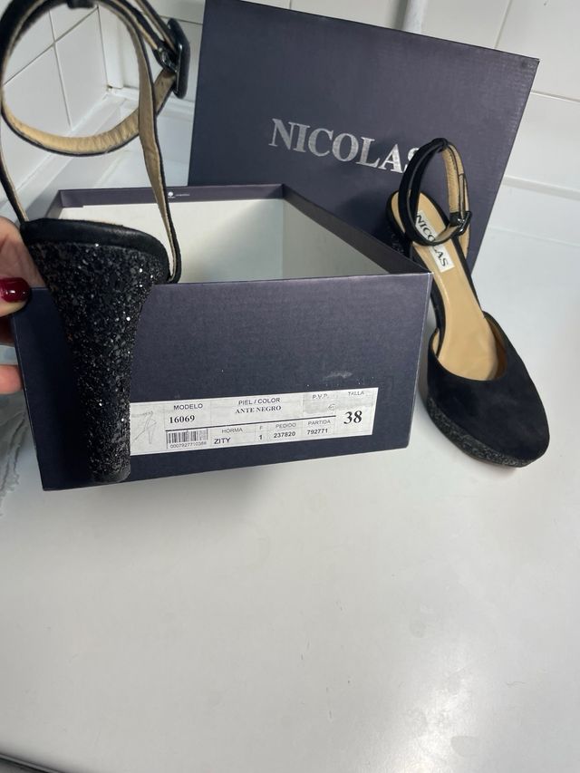 Sandalia mujer fiesta negra talla 38