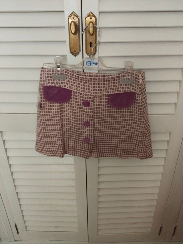Falda mini beige y morada