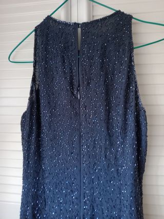 Vestido Fiesta MNG Azul grisáceo.Con brillo 