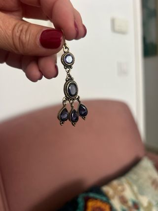 Pendientes antiguos con piedras semipreciosas azul