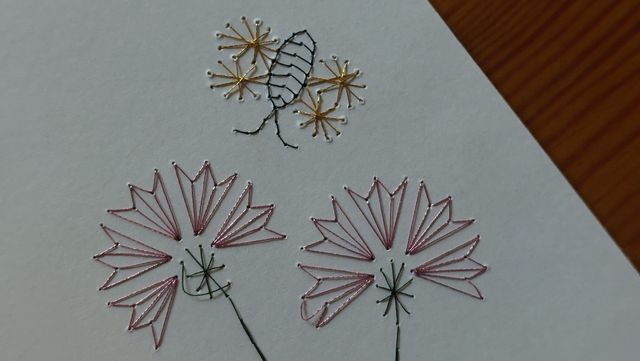 Tarjeta de hilo metálico. Abejas y flores.