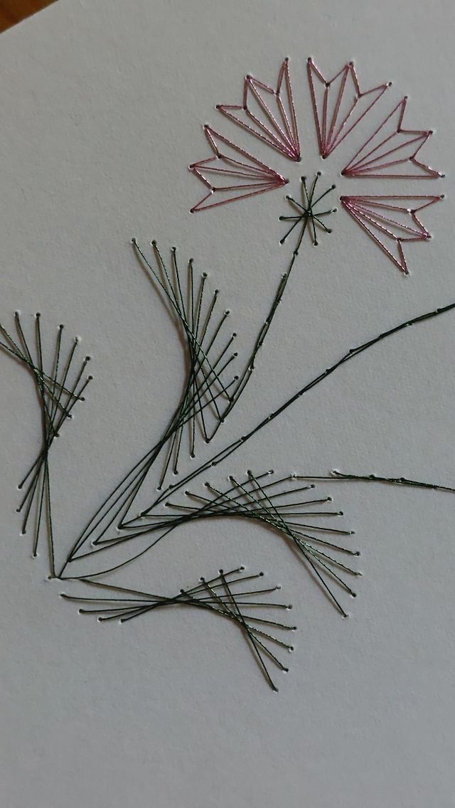 Tarjeta de hilo metálico. Abejas y flores.