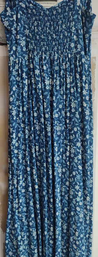 Vestido largo azul y blanco Springfield