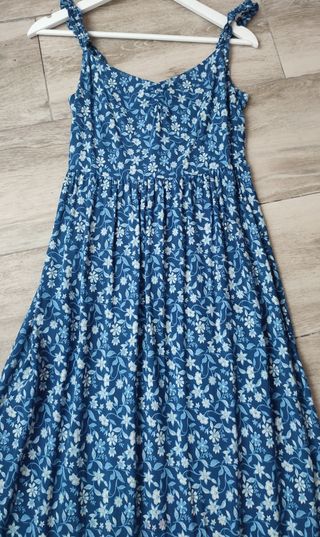 Vestido largo azul y blanco Springfield