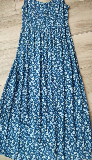 Vestido largo azul y blanco Springfield