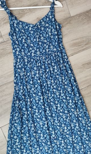 Vestido largo azul y blanco Springfield