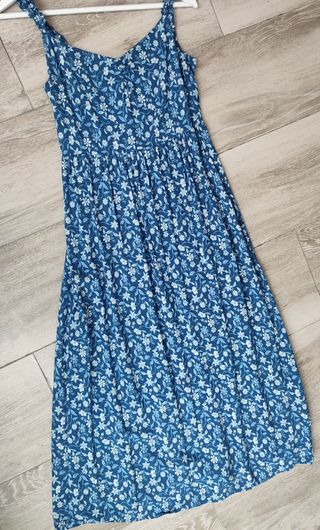 Vestido largo azul y blanco Springfield