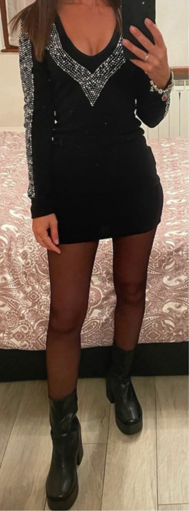 Miniabito Denny Rose nero strass