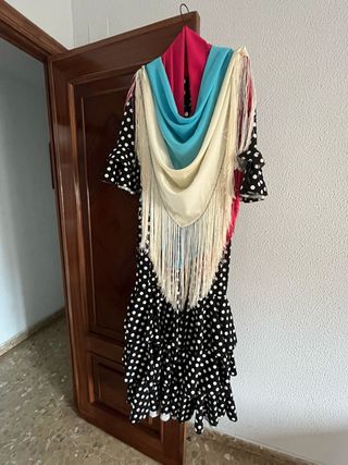 Traje Flamenca lunares blanco-negro