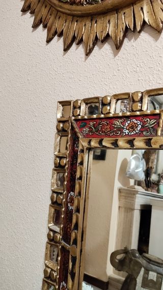 ANTIGUO ESPEJO PERUANO DE MADERA