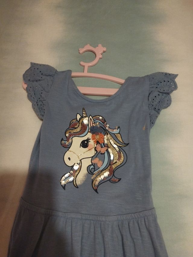 Vestido Unicornio niña 116 Cy A, azul
