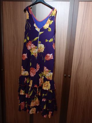 Traje Flamenca - Flores Naranja/Morado