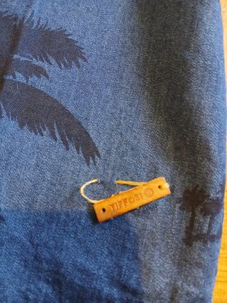 Camisa vaquera hombre, azul, estampado palmeras