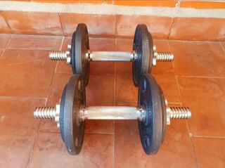 Mancuernas 20kg + Barras y pesas