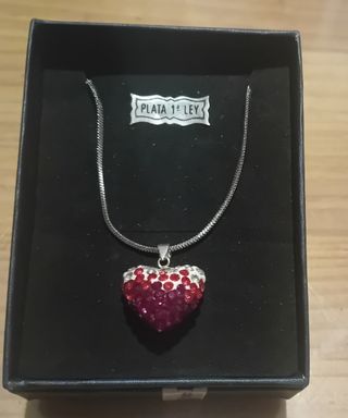 Colgante corazón swaroski con cadena  de plata 
