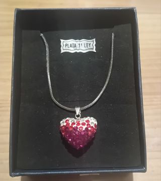 Colgante corazón swaroski con cadena  de plata 