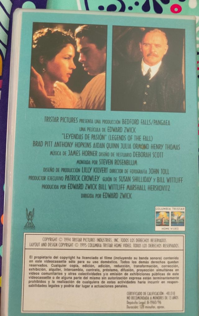 VHS Leyendas de Pasión (Brad Pitt)