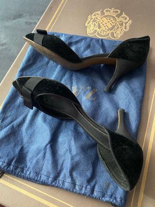 Zapatos tacón terciopelo negro