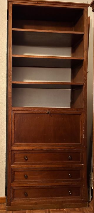 Mueble estantería con bureau y cajones
