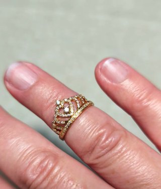ANILLO CORONA ORO ROSA 18K Y DIAMANTES