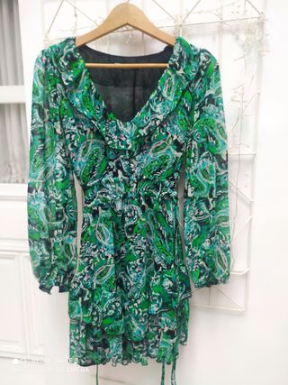 Vestido Zara estampado verde