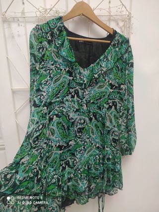 Vestido Zara estampado verde