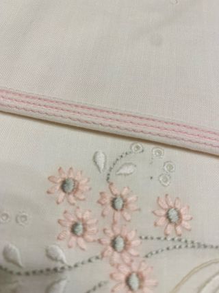 Sábanas bordadas - Algodón rosa y blanco