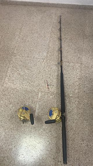 Caña y 2 carretes pesca