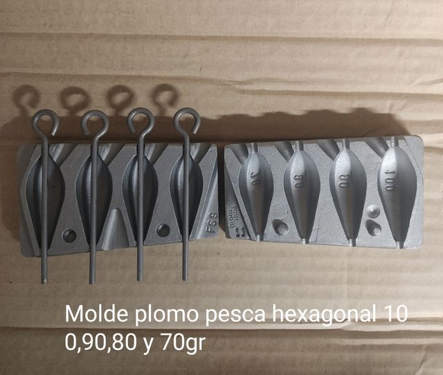 Moldes Ploma Pesca Hexagonal 100, 90, 80, 70gr