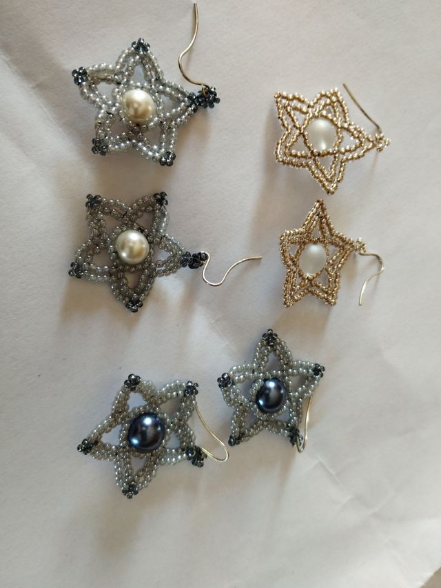 Orecchini stelle handmade argento e grigio