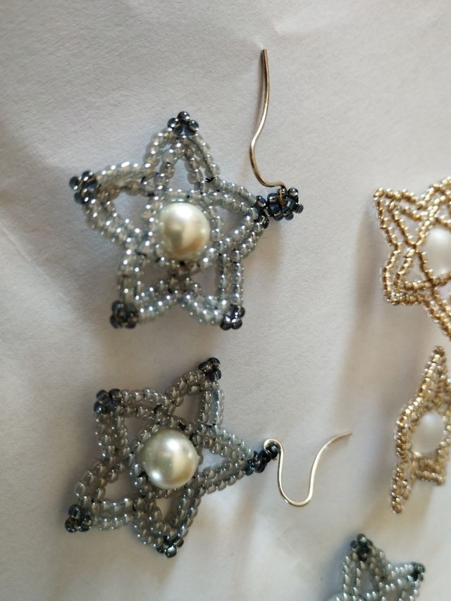 Orecchini stelle handmade argento e grigio