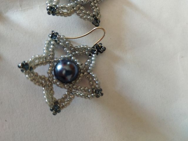 Orecchini stelle handmade argento e grigio