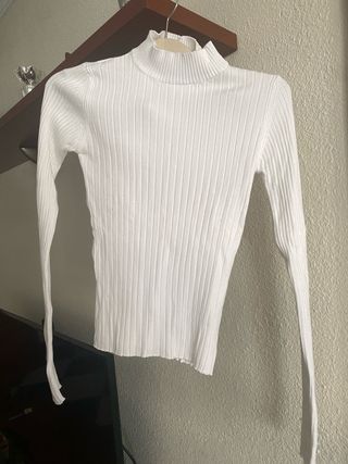 Jersey cuello alto blanco
